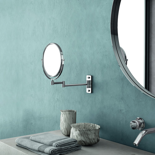 Gedy Gaia, настенное круглое поворотное косметическое зеркало (3x) со складным механизмом, цвет хром