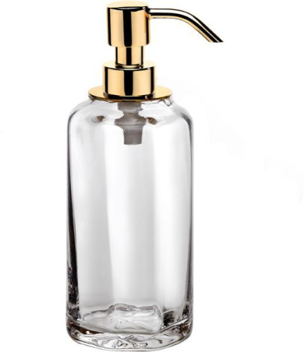 Surya Crystal, дозатор высокий 7х7хh19 см с помпой V5, эффект битого стекла, цвет золото