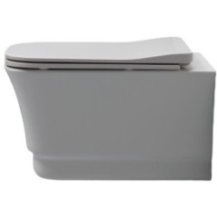 White Ceramic Idea, подвесной безободковый унитаз c крепежом, 51x35x28h см, цвет кофейный матовый