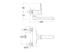 Смеситель для кухни настенный CRISTINA KITCHEN KN40002