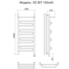 Полотенцесушитель Электрич. Ника CURVE ЛZ ВП 100/40 правый тэн