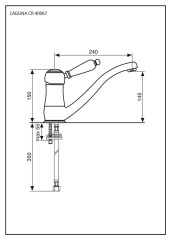 Emmevi Laguna, однорычажный кухонный смеситель с поворотным изливом (излив 24 см), без донного клапана, цвет бронза