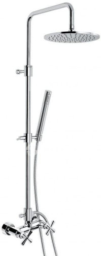 Emmevi Spirit New, душевая колонна из латуни, регулируемая по высоте 82-129,5 см: со смесителем и круглым антикальковым верхним душем 25 см, цвет хром