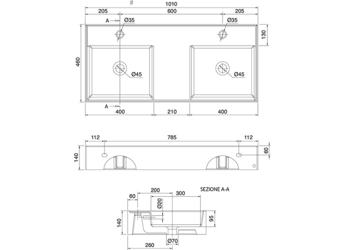 Раковина накладная/ подвесная Scarabeo TEOREMA 2.0 5142/52