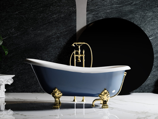 Ванна отдельностоящая двухцветная на ножках, золото RELAX DESIGN CASSIOPEA BIO oro