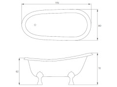 Ванна отдельностоящая двухцветная на ножках, золото RELAX DESIGN CASSIOPEA BIO oro