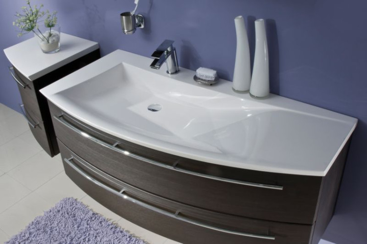 Puris Crescendo, тумба под раковину 1200 мм правая, цвет черный структурный