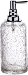 Surya Crystal, дозатор высокий 7х7хh19 см с помпой V5, эффект битого стекла, цвет хром