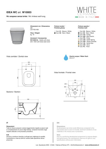 White Ceramic Idea, подвесной безободковый унитаз c крепежом, 51x35x28h см, цвет серый матовый