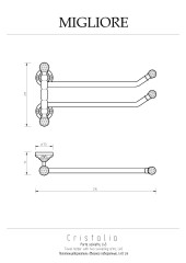 Полотенцедержатель двойной поворотный L40 см, золото/Swarovski Migliore Cristalia