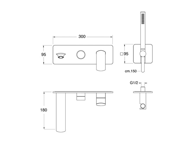 Наружные части смесителя для ванны CRISTINA PROFILO PF10313