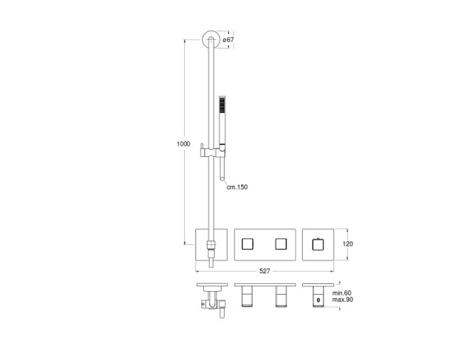 Внешняя часть термостатического смесителя CRISTINA Thermostatic external parts XQ76651