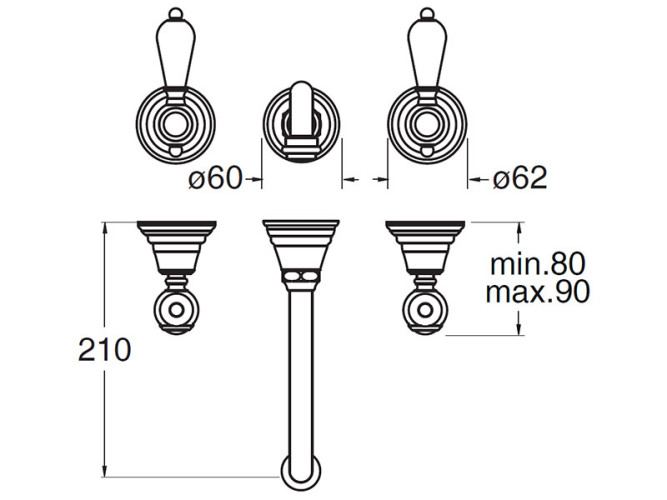 Смеситель для раковины настенный CRISTINA CANOVA ELITE CL94251