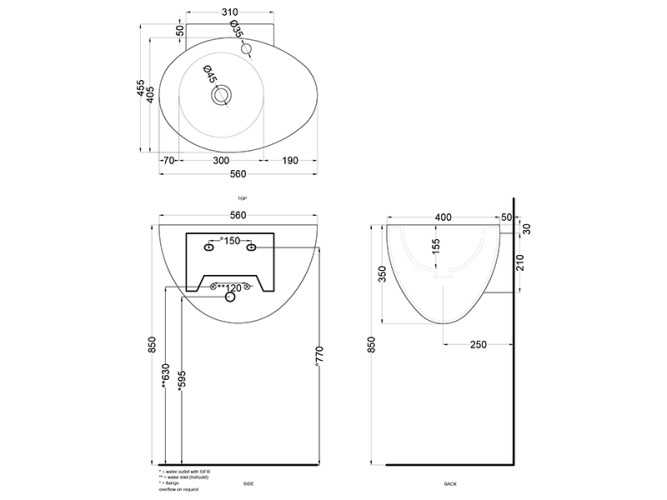 Раковина подвесная CIELO LE GIARE LGLS56 PM