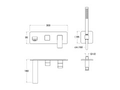Внешняя часть смесителя для ванны CRISTINA QUADRI S QS10380