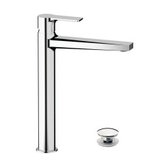 Daniel Reflex, высокий однорычажный смеситель для раковины (излив 22,7 см), с донным клапаном click-clack, цвет хром