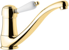 Emmevi Laguna, однорычажный кухонный смеситель с поворотным изливом (излив 24 см), без донного клапана, цвет золото