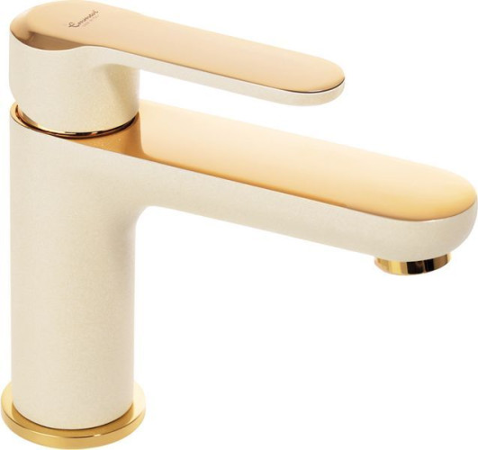 Emmevi Nefer, однорычажный смеситель для раковины с донным клапаном, цвет кварц/золото