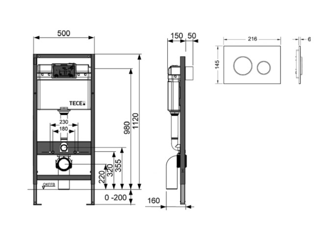 Инсталляция для унитаза с кнопкой TECE Teceprofil K440920