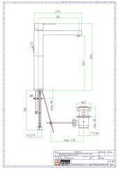Fiore Katana, высокий однорычажный смеситель для раковины с донным клапаном, цвет хром