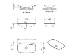 Раковина накладная RELAX DESIGN SOFT BIG LX01 opac