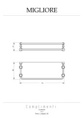 Полка с галереей L30х15 см, стекло/золото Migliore COMPLEMENTI