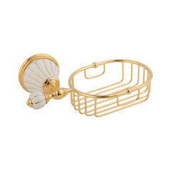 Решетка-корзинка настенная, керамика белая с золотым декором, золото Migliore Olivia
