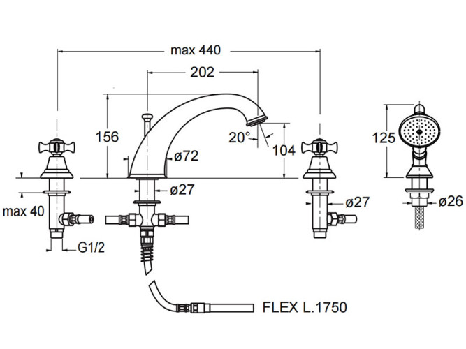 Смеситель на борт ванны CRISTINA CANOVA CN12452