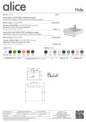 Alice Hide, подвесная прямоугольная раковина 60x45x13,5h см c крепежом fix01, цвет белый глянцевый