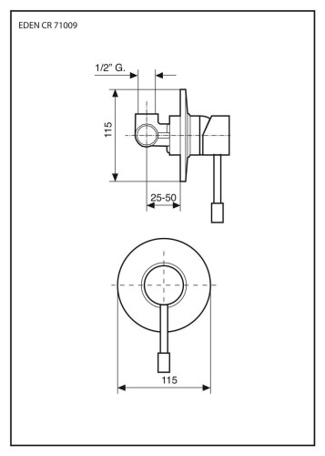 Emmevi Eden, однорычажный встраиваемый смеситель для душа, цвет хром