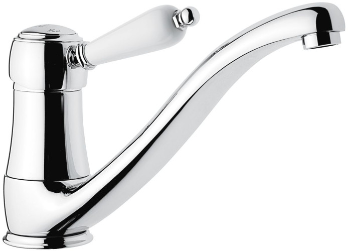 Emmevi Laguna, однорычажный кухонный смеситель с поворотным изливом (излив 24 см), без донного клапана, цвет хром