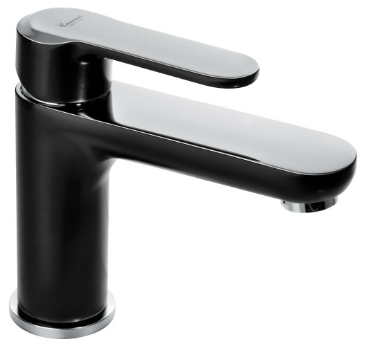 Emmevi Nefer, однорычажный смеситель для раковины с донным клапаном, цвет хром/черный