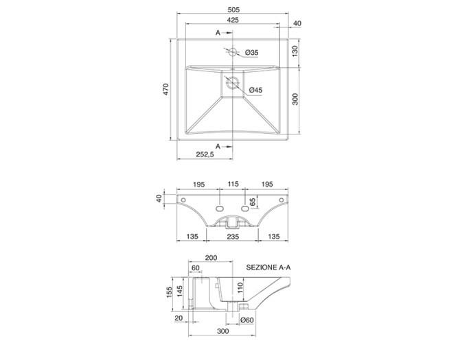 Раковина накладная или подвесная Scarabeo BUTTERFLY 4003