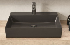 Puris Aspekt, накладная керамическая раковина Squared 600 мм, цвет карбон