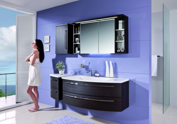 Комплект мебели Puris Crescendo с раковиной из минерального литья, 1200 мм правый, цвет дуб светлый