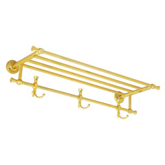 Полка-держатель д/полотенец с 3-мя двойными крючками L65хP25xh13 см, золото Migliore Fortuna