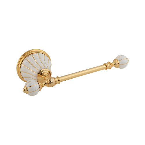 Бумагодержатель, керамика белая с золотым декором, золото Migliore Olivia