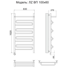 Полотенцесушитель Электрич. Ника CURVE ЛZ ВП 100/60 левый тэн