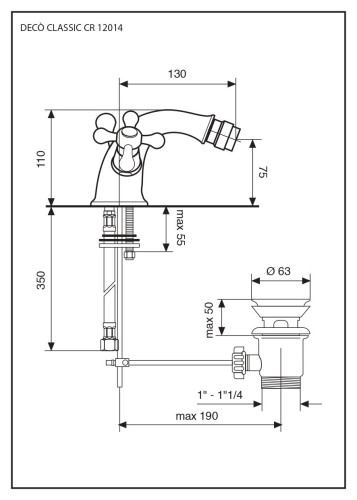 Emmevi Deco Classic, смеситель с донным клапаном для биде, цвет золото