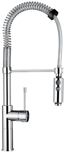 Emmevi Eden, однорычажный кухонный смеситель (излив 21,5 см), с пружинным поворотным изливом и фиксатором, без донного клапана, цвет хром