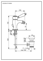 Emmevi Laguna, однорычажный смеситель для биде (излив 10,5 см), с донным клапаном, цвет бронза