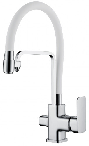 12026-F Смес. для кухни с гибким шлангом и под фильтр (БЕЛЫЙ) GANZER (10/1шт)