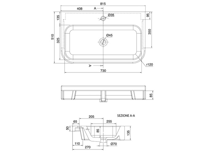 Раковина полувстраиваемая Scarabeo NEXT 8047/D-80