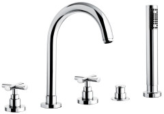 Emmevi Spirit New, комплект смесителя на борт ванны на 5 отверстий с поворотным изливом, цвет хром