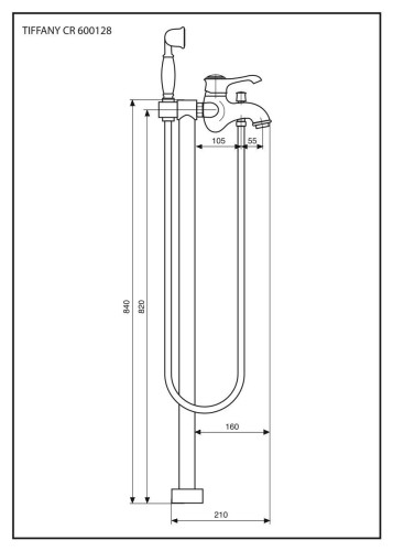 Emmevi Tiffany, напольный смеситель для ванны с ручным душем, цвет бронза