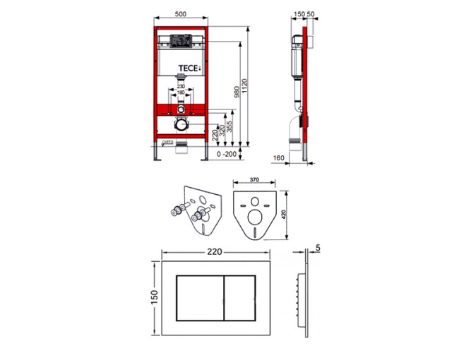 Комплект инсталляции для унитаза TECE Teceprofil K440407