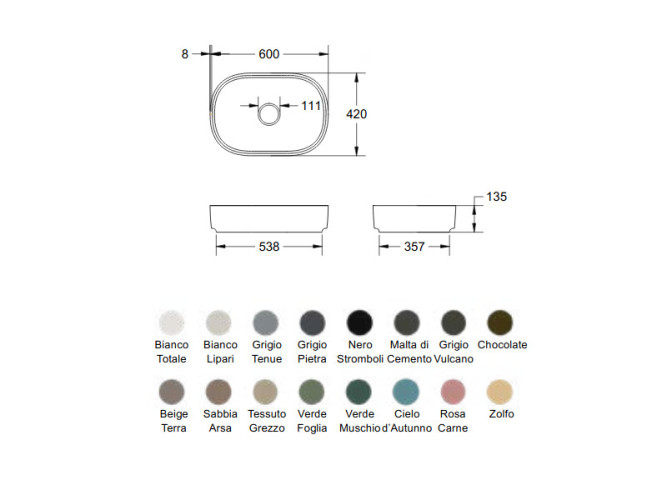 Раковина накладная RELAX DESIGN LINFA SLIM LX01 luc