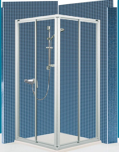 Geodiagonal-2, раздвижная дверь (2 части) 900 мм, профиль матовый хром, стекло прозрачное 3 мм