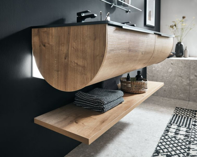 Puris Rounds, столешница отдельновисящая 1220 мм (вкл. крепеж), цвет белый матовый