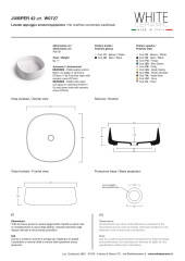 White Ceramic Jumper, накладная квадратная раковина 42x42x15h см, цвет белый глянцевый